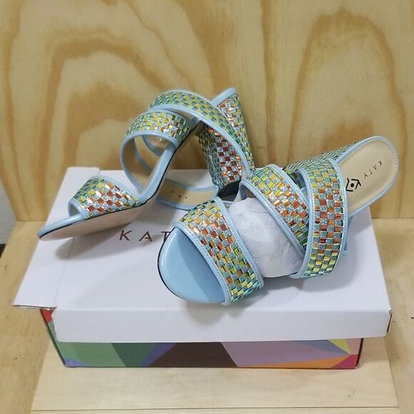 Katy Perry Ankle Strap Block Heeled Sandals The Shana Light Blue Size 11 M - Picture 3 of 8